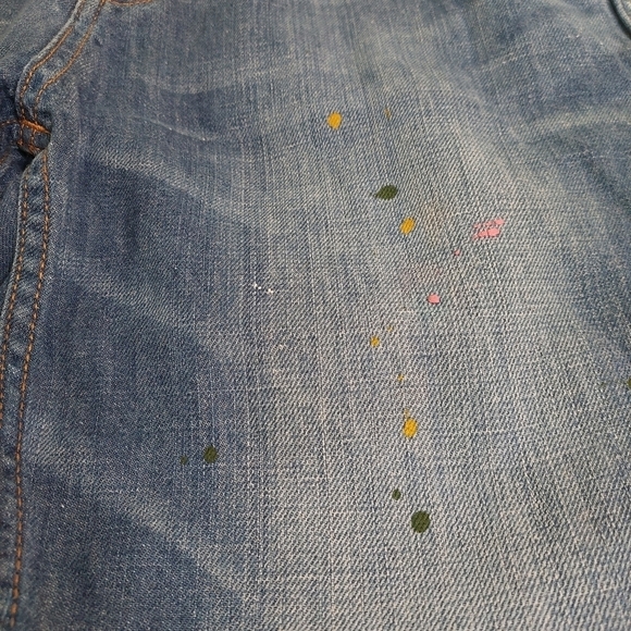 Cube Sugar Japanese Blue‎ Denim Linen Blend Size M Paint Drop Art - Picture 6 of 11